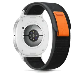 Tech-Protect Nylon Stripe černá/oranžová / Řemínek pro Samsung Galaxy Watch / 40/44/46 mm / Nylon