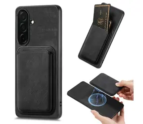 Hurtel koženkový kryt s odnímatelnou kapsou na kartu černá / Kryt / Samsung Galaxy A57 5G / MagSafe