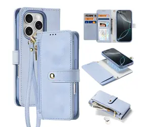 Dux Ducis Lawa modrá / Kožené pouzdro pro Apple iPhone 16 Pro Max / odnímatelná magnetická peněženka