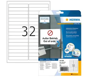HERMA Univerzální etikety 96x16,9 mm / bílé, snímatelné / 25 listů / 800 ks