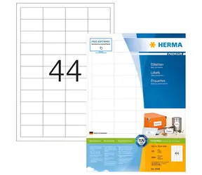 Herma Etikety A4 48,3x25,4 mm bílé / Etikety / papír matný / laser & inkjet / 8800 ks