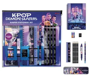PYRAMID Školní set K-pop Demon Hunters / Velký / A5 zápisník, penál, psací potřeby