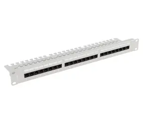 Lanberg šedý / Patch panel / 24 portů / Cat6A / UTP / s policí / 1U / 19"
