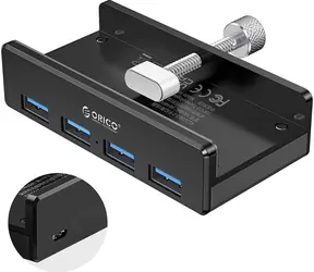 Orico USB Hub 4x USB-A přišroubovatelný černá / USB Hub / 4x USB-A 3.0 / hliníkové tělo / šroubové uchycení