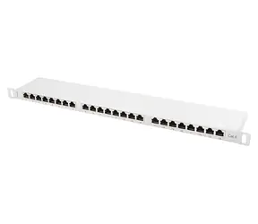 Lanberg šedý / Patch panel / 24 portů / RJ-45 / CAT6 / FTP stíněný / 0,5U / 19"