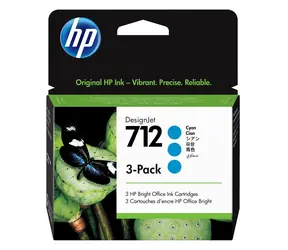 HP 712 3-Pack azurová / Inkoustová kazeta / DesignJet T210, T230, T250, T630, T650 / 3× 29 ml