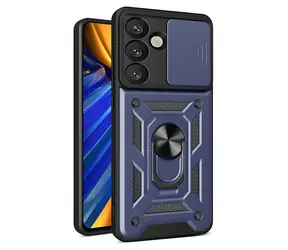 Hurtel Hybrid Armor Camshield modrá / Ochranný kryt pro Samsung Galaxy S25 / kryt fotoaparátu / kovový kroužek