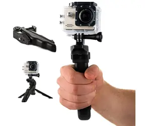 Hurtel Držák s mini stativem pro GoPro a SJCAM černá / Stativ / Držák akční kamery