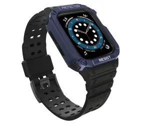 Hurtel Armor Case černá, modrý řemínek / Pouzdro s řemínkem / odolné / pro Apple Watch 42/44/45 mm