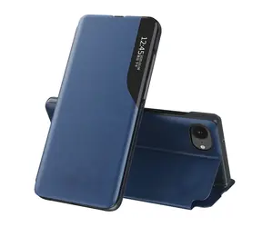 Hurtel Eco Leather View Case pro Apple iPhone 16e a 17e modrá / Flipové pouzdro / Stojánek / Eko kůže