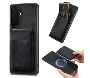 Hurtel Pouzdro pro Samsung Galaxy S26 černé / Pouzdro / Odnímatelná peněženka na karty / MagSafe / syntetická kůže