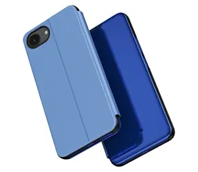 Hurtel Clear View iPhone 16e a 17e modrá / Flipové pouzdro / Apple / Průhledné okénko