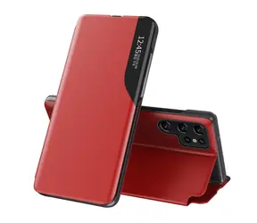 Hurtel Eco Leather View Case Samsung Galaxy S25 Ultra červená / Pouzdro-knížka / umělá kůže, stojánek