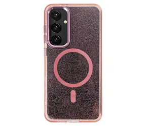 Wozinsky Glitter Case MagSafe růžová s třpytkami / Zadní kryt / Samsung Galaxy S24 FE / Třpytivý vzhled