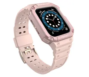Hurtel pouzdro s řemínkem Apple Watch 42/44/45mm růžová / Ochranný kryt s řemínkem