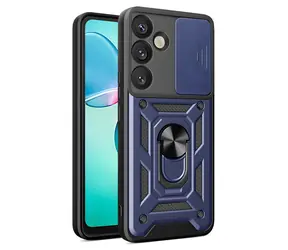 Hurtel Hybrid Armor Camshield modrá / Ochranný kryt pro Samsung Galaxy S25+ / kryt fotoaparátu / kovový kroužek