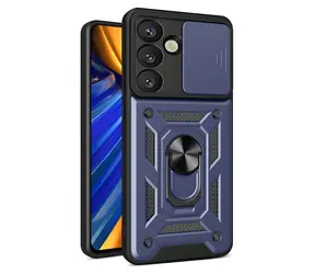 Hurtel Hybrid Armor Camshield modrá / Ochranný kryt pro Samsung Galaxy S25 Edge / kryt fotoaparátu / stojánek