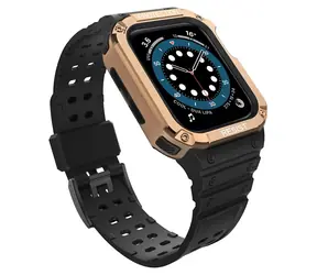 Hurtel Armor Case černá, růžovozlatý řemínek / Pouzdro s řemínkem / odolné / pro Apple Watch 38/40/41 mm