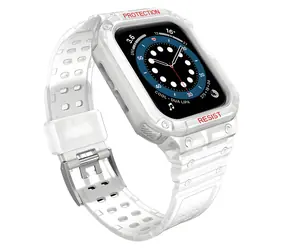 Hurtel Apple Watch 42/44/45 mm transparentní / Ochranný kryt s řemínkem / zesílené provedení