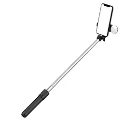 Hurtel WR1YXS Selfie tyč černá / Selfie tyč se stativem / Teleskopická 0,71 m / Kruhové světlo