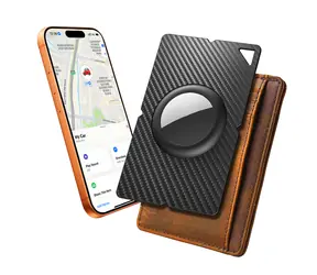 Hurtel AirTag Wallet Card peněženka s karbonovým vzorem černá / Peněženka na karty / kapsa na AirTag / karbonový vzor