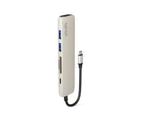 Epico 6v1 Aluminium Hub hvězdně bílá / USB Hub / 100W USB-C PD / 2x USB-A / HDMI 8K/30Hz / SD/microSD