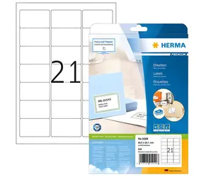 HERMA Adresní etikety A4 bílé 63,5x38,1 mm / Papír / Laser/Inkjet / 525 ks
