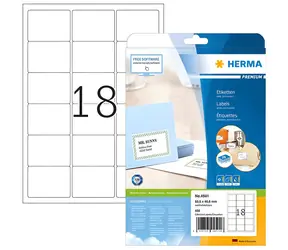 HERMA Adresní etikety Premium 63,5x46,6 mm bílé / Etikety / A4 / papír / 450 ks / 25 listů