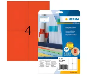 HERMA Etikety A4 červené odnímatelné / Etikety / 105x148 mm / 80 ks
