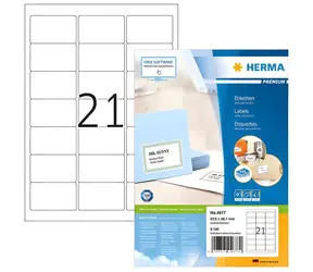 HERMA Adresní etikety 63,5x38,1 mm / bílé, permanentní / 100 listů / 2100 ks