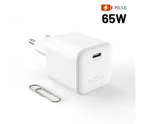 FIXED Mini bílá / Síťová GaN nabíječka / USB-C / PD 65 W