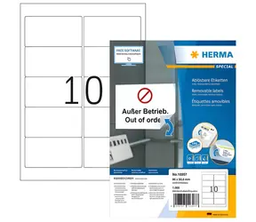 HERMA Adresní etikety A4 bílé 96x50,8 mm / Etikety / papír / snímatelné / 1000 ks