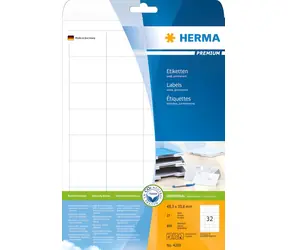 HERMA Premium etikety A4 bílá / Etikety / 48,3x33,8 mm / 800 ks / 25 listů