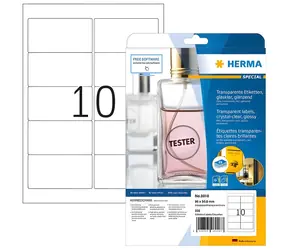 HERMA etikety A4 96x50,8 mm transparentní / Etikety / Fólie lesklá / Voděodolné / 250 ks