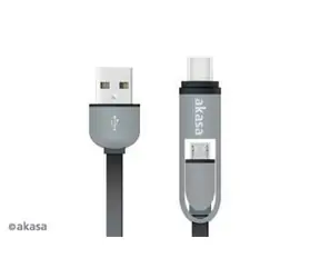 Akasa AK-CBUB35-10BK černá / USB kabel / USB-C & Micro-B na USB-A / Ultra tenký / 100cm
