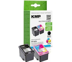 KMP HP302XL Multipack / Cartridge / černá, azurová, purpurová, žlutá / výtěžnost 550 a 350 stran