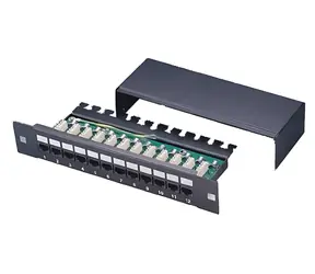XtendLan Patch panel 10" 12 portů černý / Patch panel / Cat5e stíněný / 1U / LSA / vodorovné porty