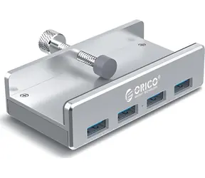 Orico MH4PU-SV-BP stříbrná / USB hub / 4x USB-A 3.0 / upínací úchyt / hliníkové tělo