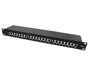 Value Patch panel 19" Cat.6A STP černý / Patch panel / 24 portů / RJ-45
