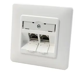 METZ CONNECT E-DAT zásuvka pod omítku bílá / Datová zásuvka / 2x RJ45 / Cat.6a / MC moduly