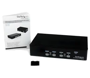 StarTech 4portový KVM přepínač VGA a USB černá / KVM přepínač / 1U rack / max. 1920x1440