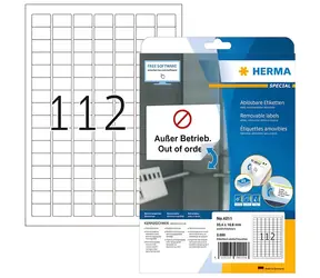 HERMA Univerzální etikety 25,4x16,9 mm / bílé, snímatelné / 25 listů / 2800 ks