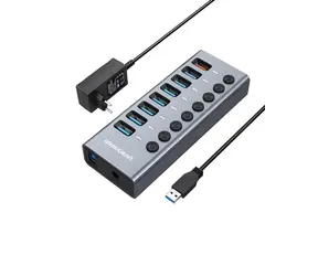 GrauGear USB hub 7 portů / USB hub / USB 3.0 / 7x USB-A / 1x nabíjecí port