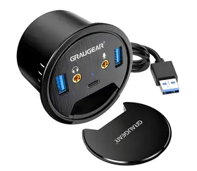 Graugear Stolní USB hub / USB hub / 2x USB-A + 1x USB-C / USB 3.0 / audio konektor / O 60 mm