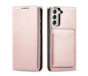Hurtel Magnet Card Case růžová / Kryt pro Samsung Galaxy S22+ / Peněženka na karty