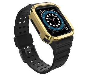 Hurtel Protect Strap Band černá/zlatá / Řemínek / Apple Watch 42/44/45 mm / pancéřový