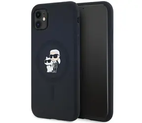 Karl Lagerfeld Silicone Karl & Choupette MagSafe černá / Pouzdro pro iPhone 11/XR / Silikonové