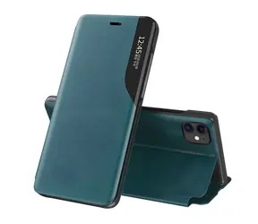 Hurtel Eco Leather View pouzdro pro Apple iPhone 13 Pro zelená / Knížkové pouzdro / Kožené / Stojánek