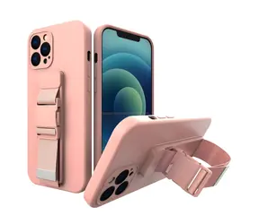 Hurtel Rope Case pouzdro se šňůrkou pro Apple iPhone 13 mini růžová / Pouzdro / Gelové / Se šňůrkou na krk