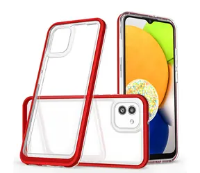 Hurtel Clear 3in1 s rámečkem červený / Ochranný kryt / Samsung Galaxy A03 / Silikonový